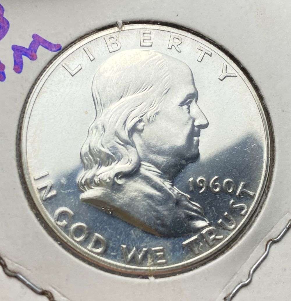 Vintage Flip Old Time 1960 Franklin Silver Half Dollar PF68 Cameo: Winner shall receive the exact coin shown here. (RR/B)