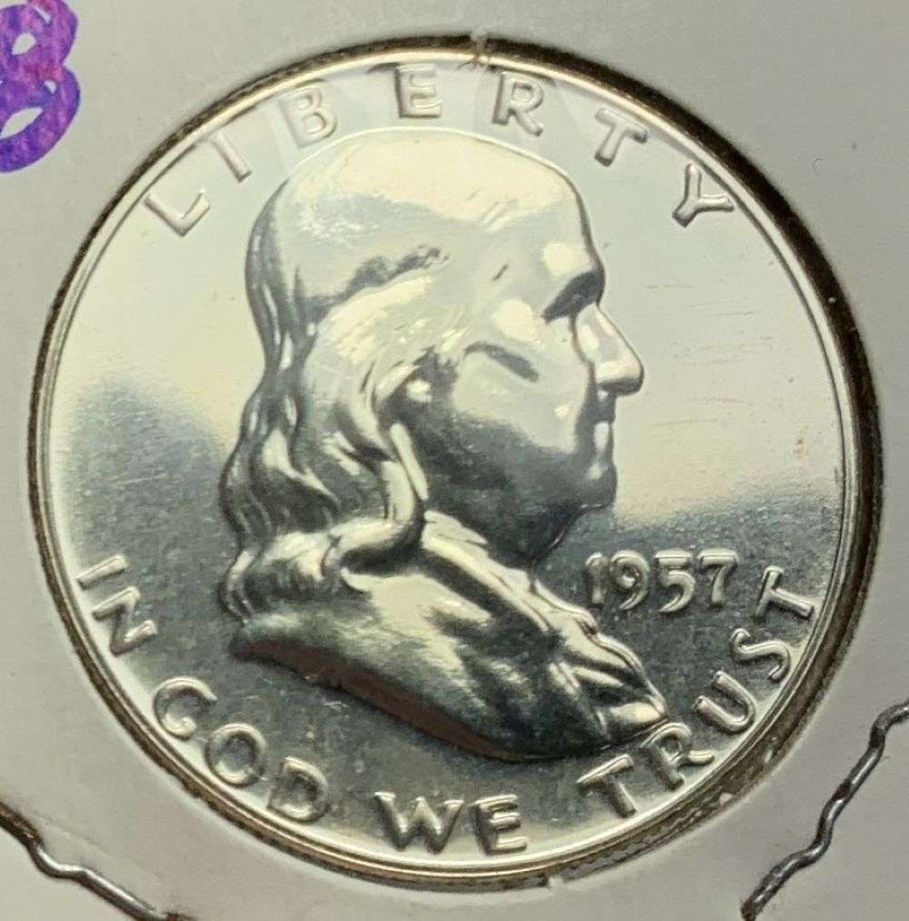 Vintage Flip Old Time 1957 Franklin Silver Half Dollar PF68: Winner shall receive the exact coin shown here. (MR/B)