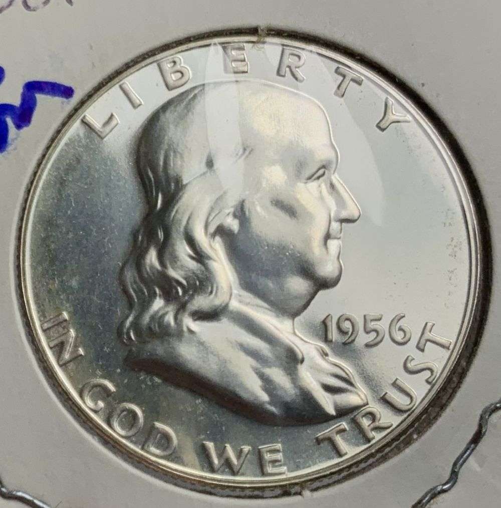 Vintage Flip Old Time 1956 Franklin Silver Half Dollar PF68 Cameo: Winner shall receive the exact coin shown here. (MR/B)