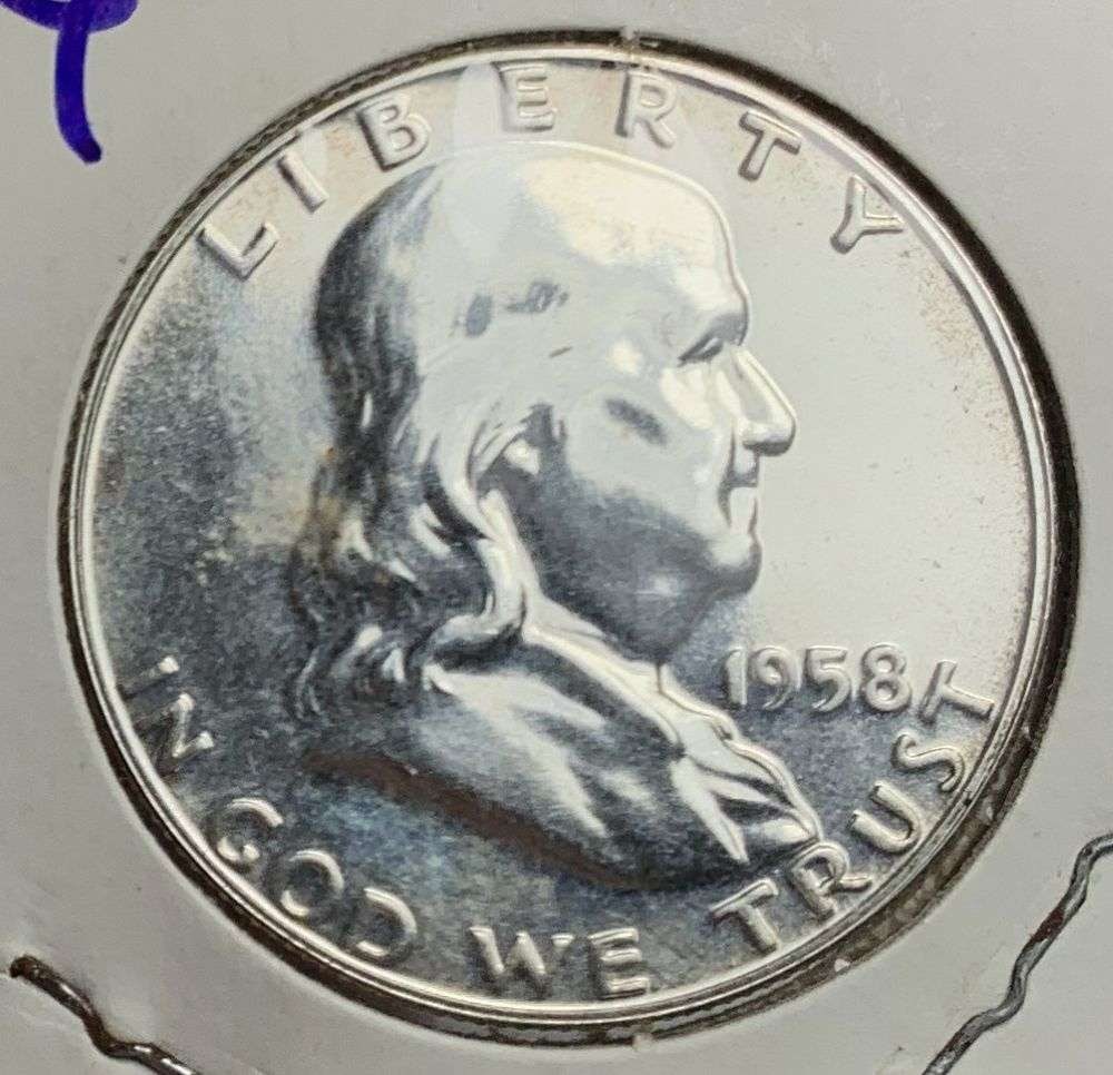 Vintage Flip Old Time 1958 Franklin Silver Half Dollar PF67: Winner shall receive the exact coin shown here. (MR/B)