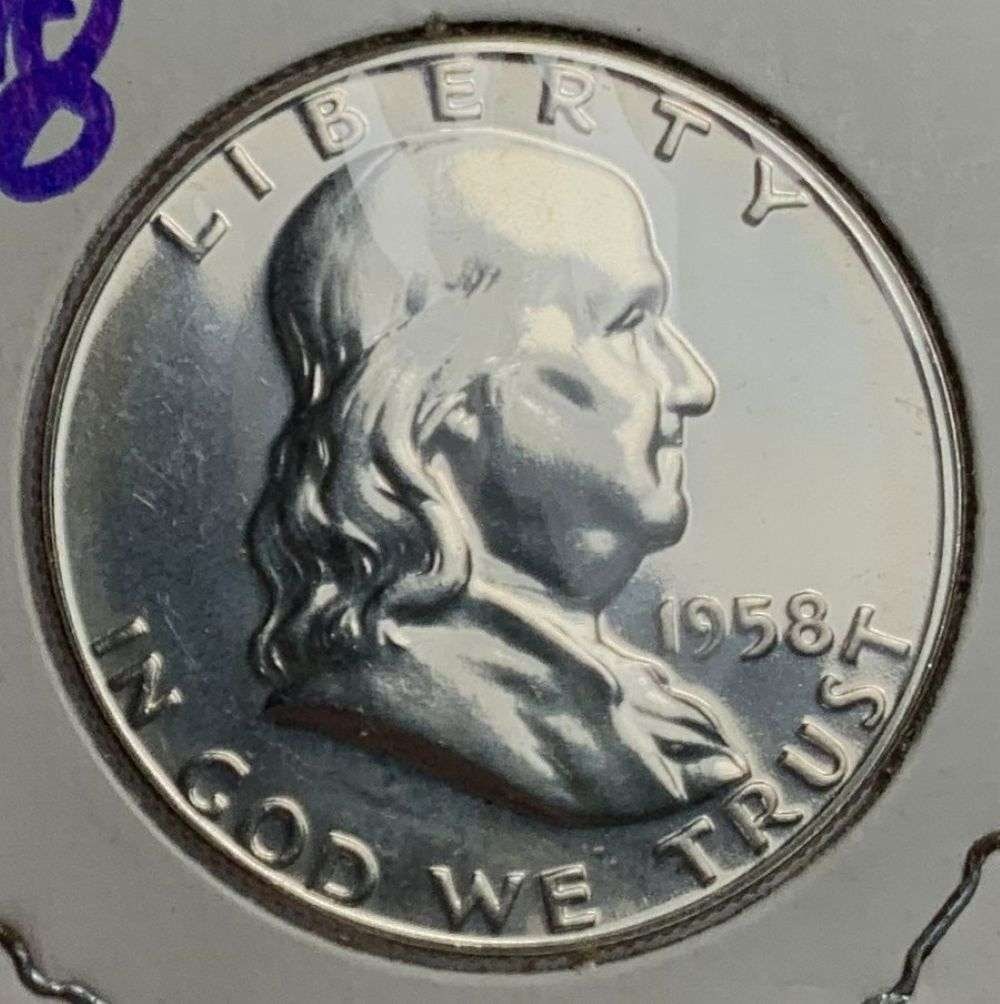 Vintage Flip Old Time 1958 Franklin Silver Half Dollar PF68 (1 of 3)