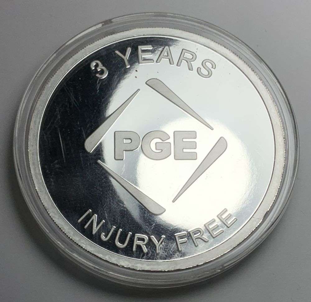 Last Minute Silver! 2020 Boardman Coal Plant "3 Years Injury Free" Proof 5 ozt .999 Silver: Winner shall recieve the exact coin shown here. (MR/ERB)