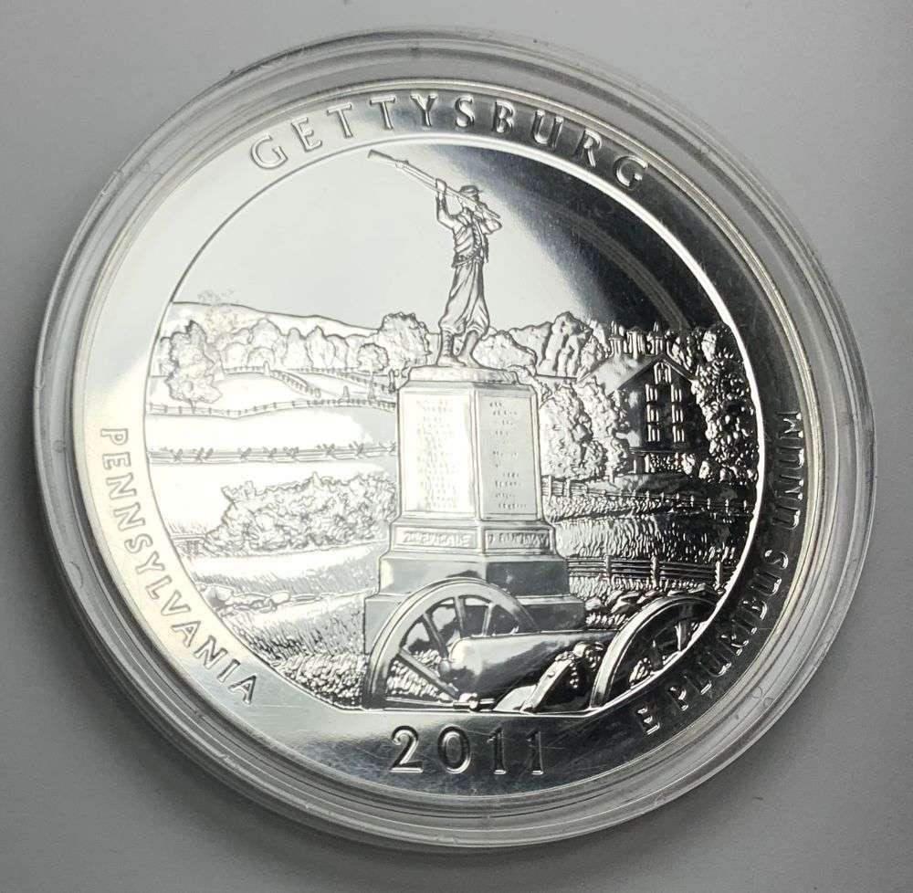Last Minute Silver! 2011 ATB Pennsylvania "Gettysburg" 5 ozt .999 Silver (1 of 4)