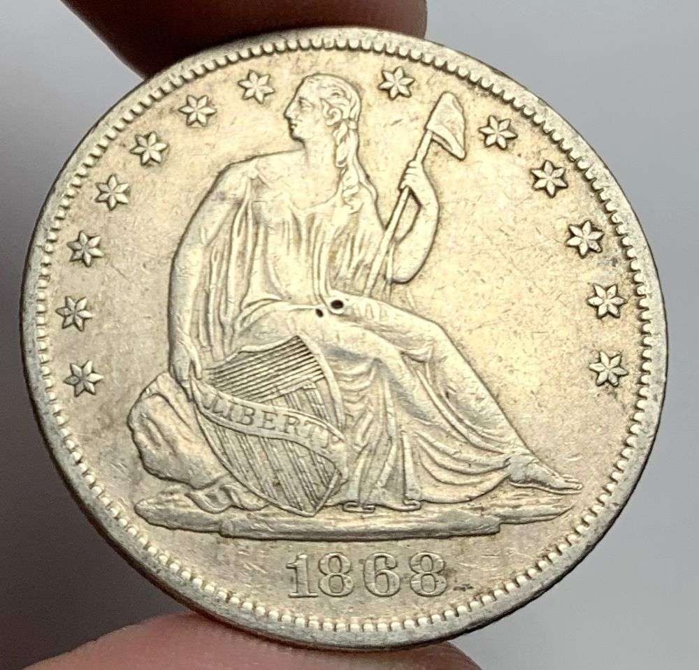 1868-S Seated Liberty Silver Half Dollar AU58 Details: Winner shall receive the exact coin shown here. (MR/LRB)