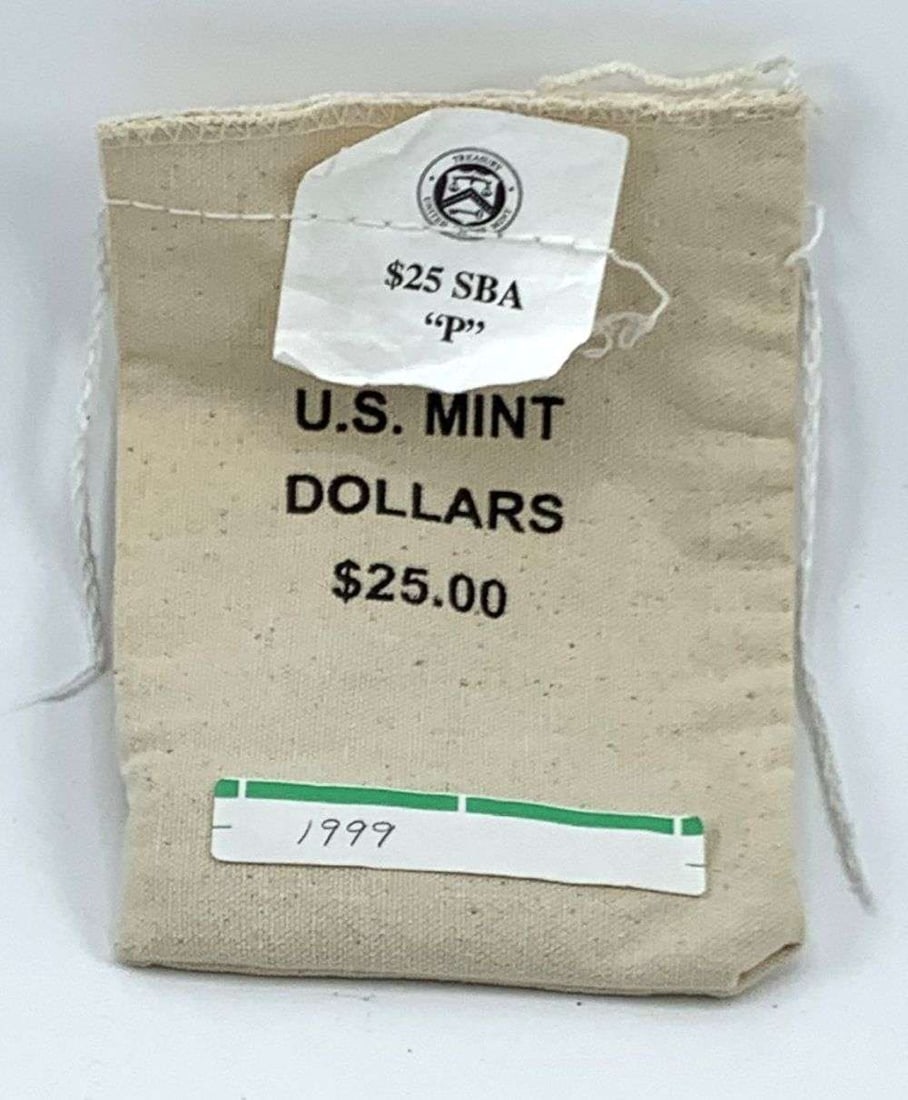 Mint Sewn Bag 1999-P Susan B. Anthony Dollars (25-coins): Winner shall recieve the exact item (25-coins) shown here. (MR/UR)