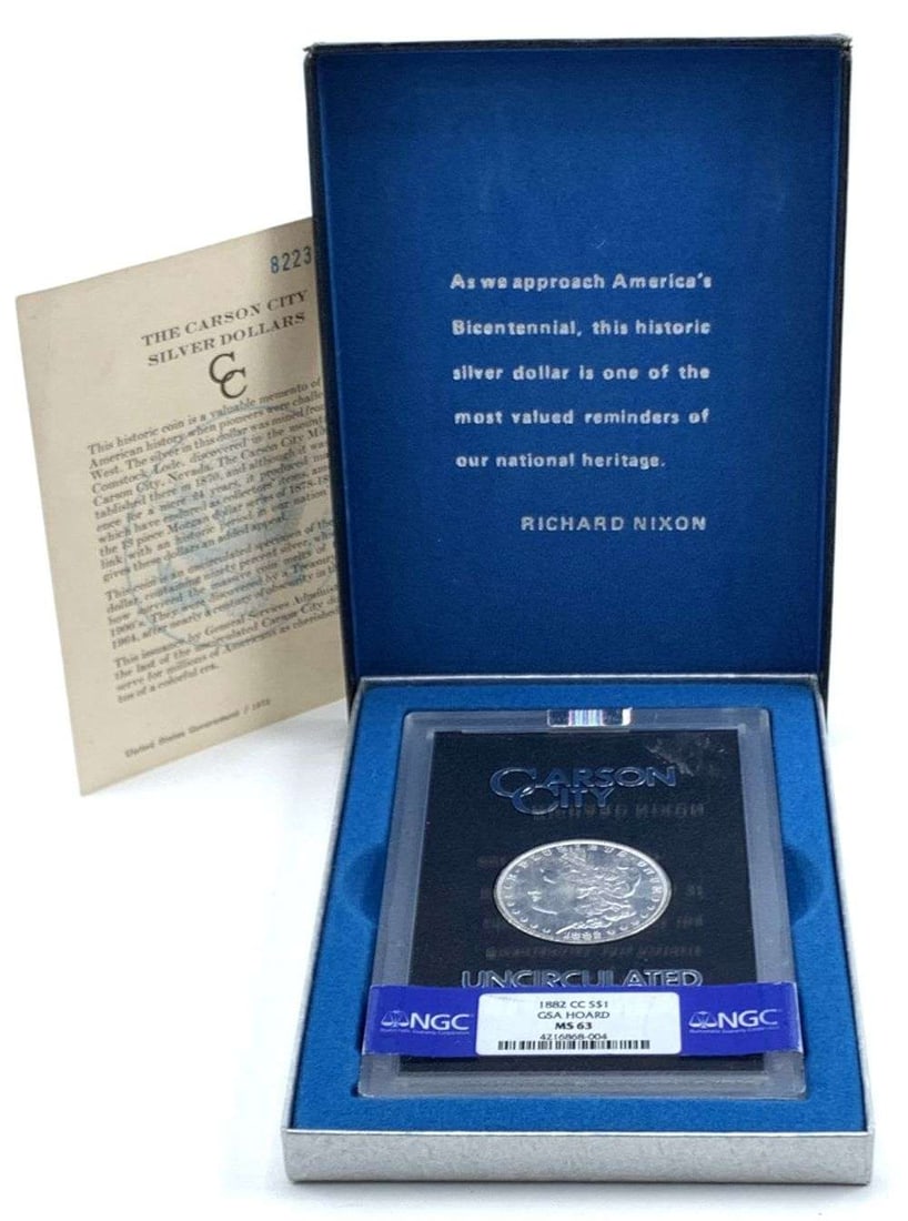 Last Minute Carson City! GSA 1882-CC Morgan Silver Dollar NGC MS63: Winner shall receive the exact coin shown here. (MR/EBB)