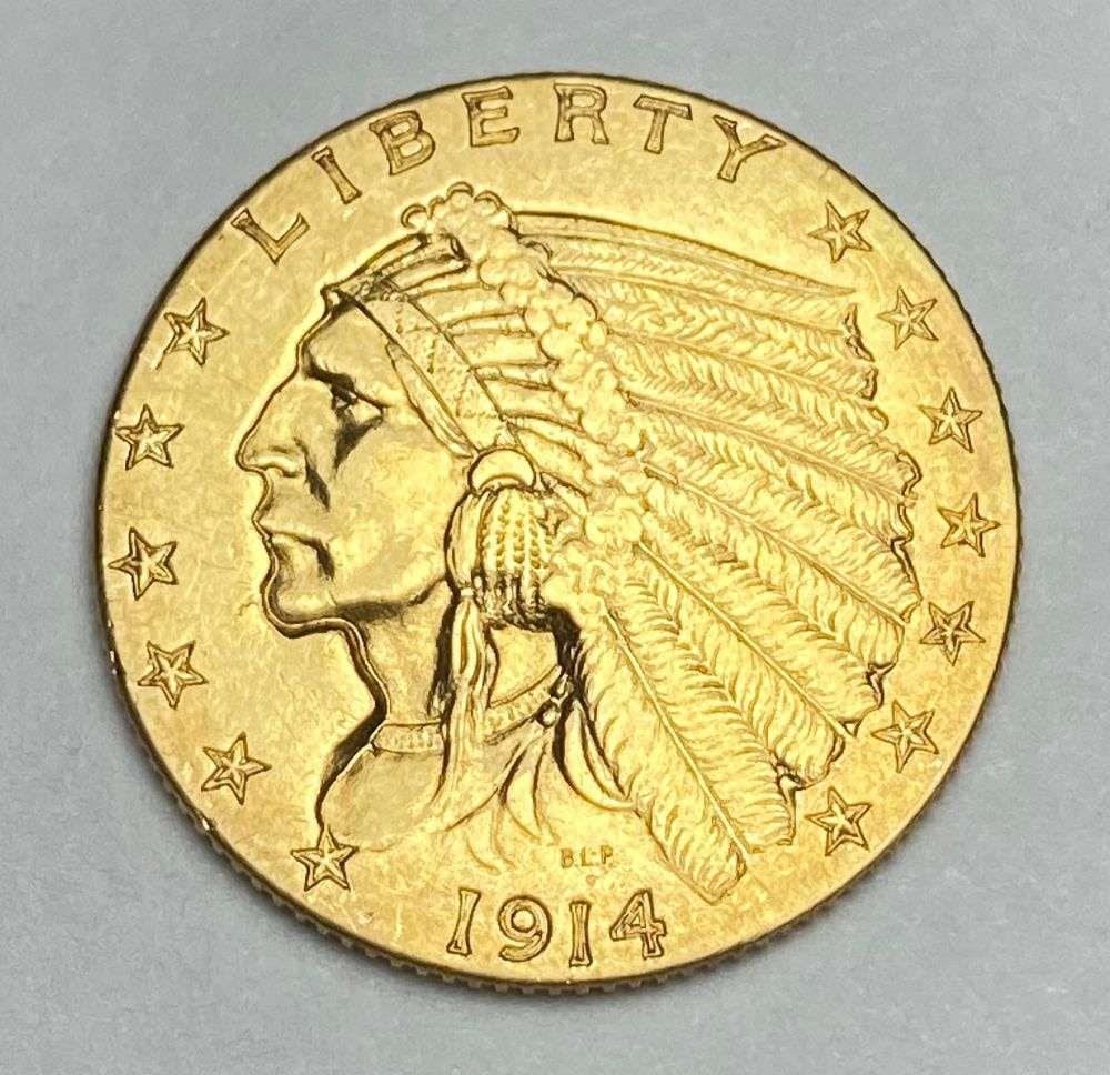 Last Minute! 1914-D Gold $2.50 Indian Head MS62 Details (1 of 2)