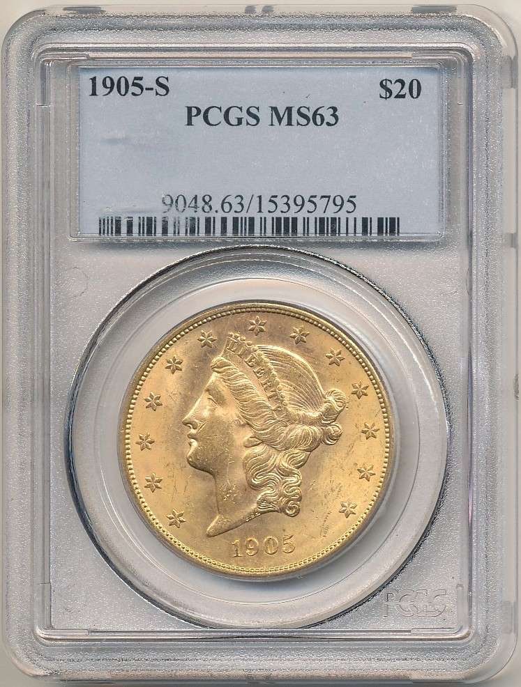 Last Minute! Better Date 1905-S Gold $20 Liberty Head PCGS MS63 (1 of 4)