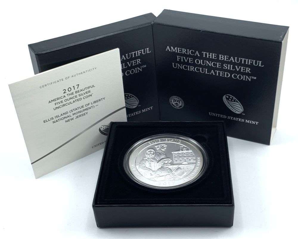 Last Minute Rarity! 2017-P ATB New Jersey "Ellis Island" 5 ozt .999 Silver (1 of 6)