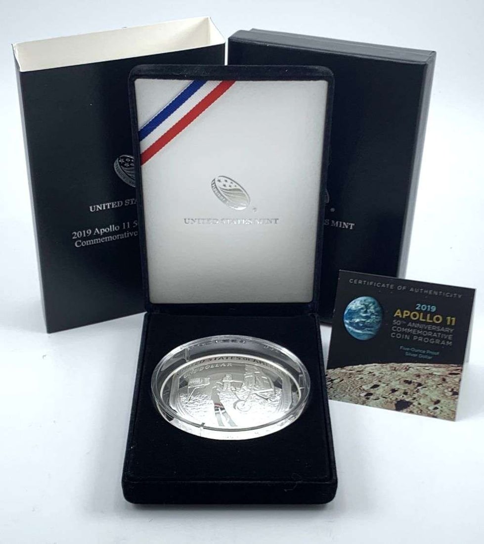 Last Minute Rarity! 2019-P Apollo 11 50th Anniversary Commemorative Curved Silver Dollar: Winner shall receive the exact coin shown here. (MR/B)