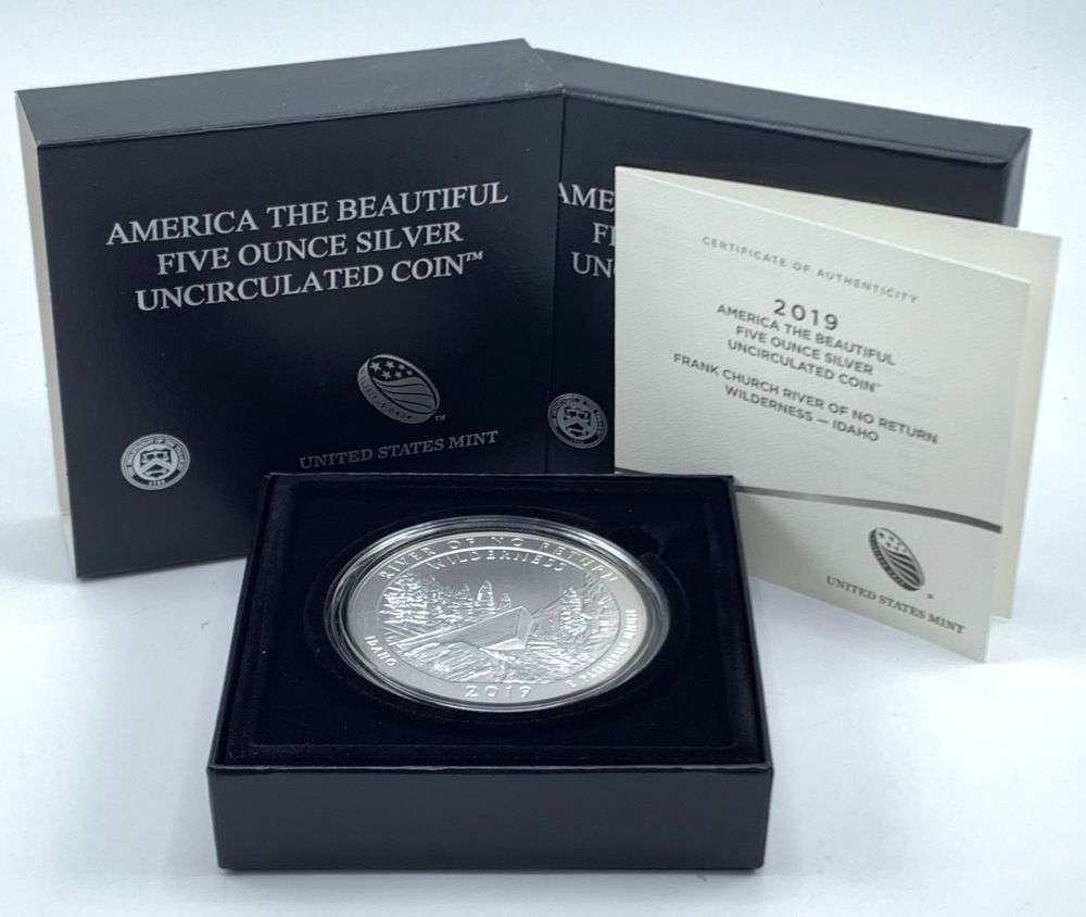 Last Minute Rarity! 2019-P ATB Idaho "River Of No Return" 5 ozt .999 Silver: Winner shall receive the exact coin shown here. (MR/B)