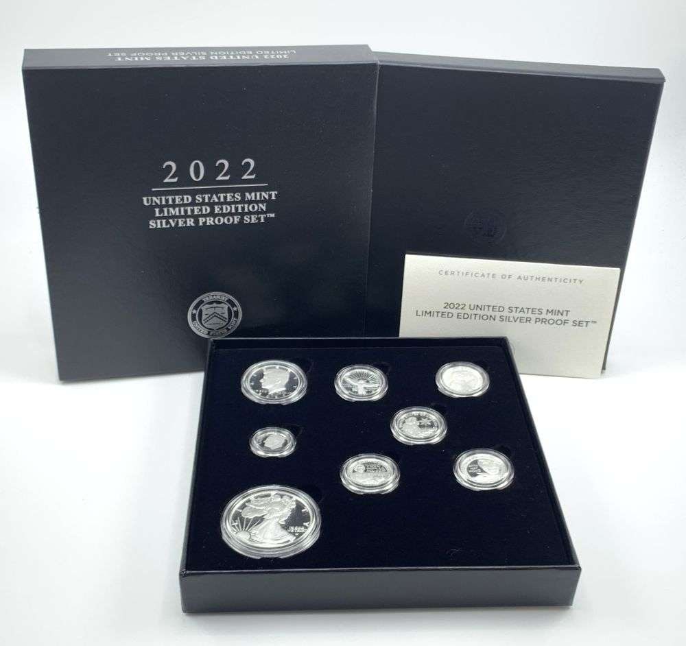 Last Minute Rarity! Limited Edition 2022 United States Mint Silver Proof Set (8-coins): Winner shall receive the exact set (8-coins) shown here. (MR/B)