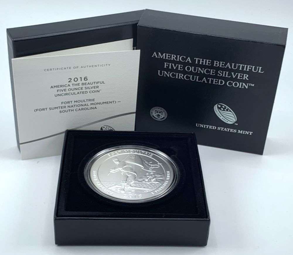 Last Minute Rarity! 2016-P ATB South Carolina "Fort Moultrie" 5 ozt .999 Silver: Winner shall receive the exact coin shown here. (MR/B)