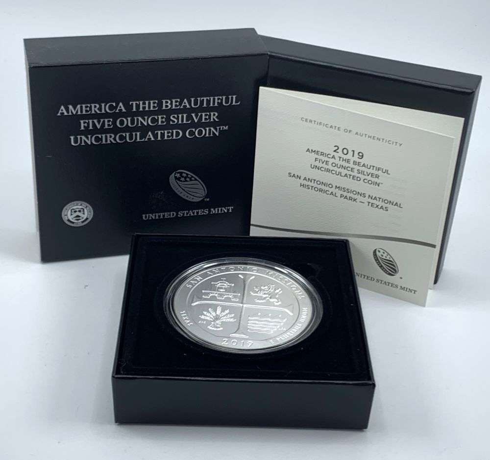 Last Minute Rarity! 2016-P ATB Texas "San Antonio Missions" 5 ozt .999 Silver: Winner shall receive the exact coin shown here. (MR/B)