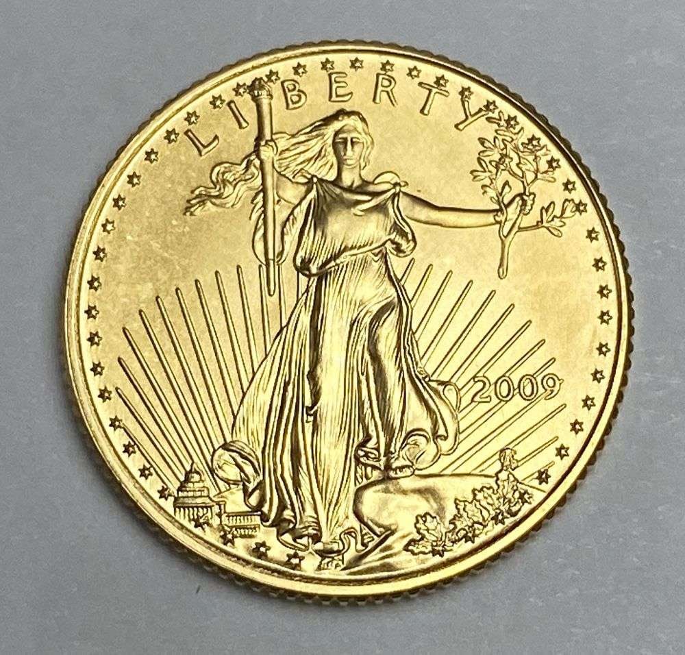 Last Minute! 2009 American $5 Gold Eagle 1/10 ozt: Winner shall receive the exact coin shown here. (RR/B)