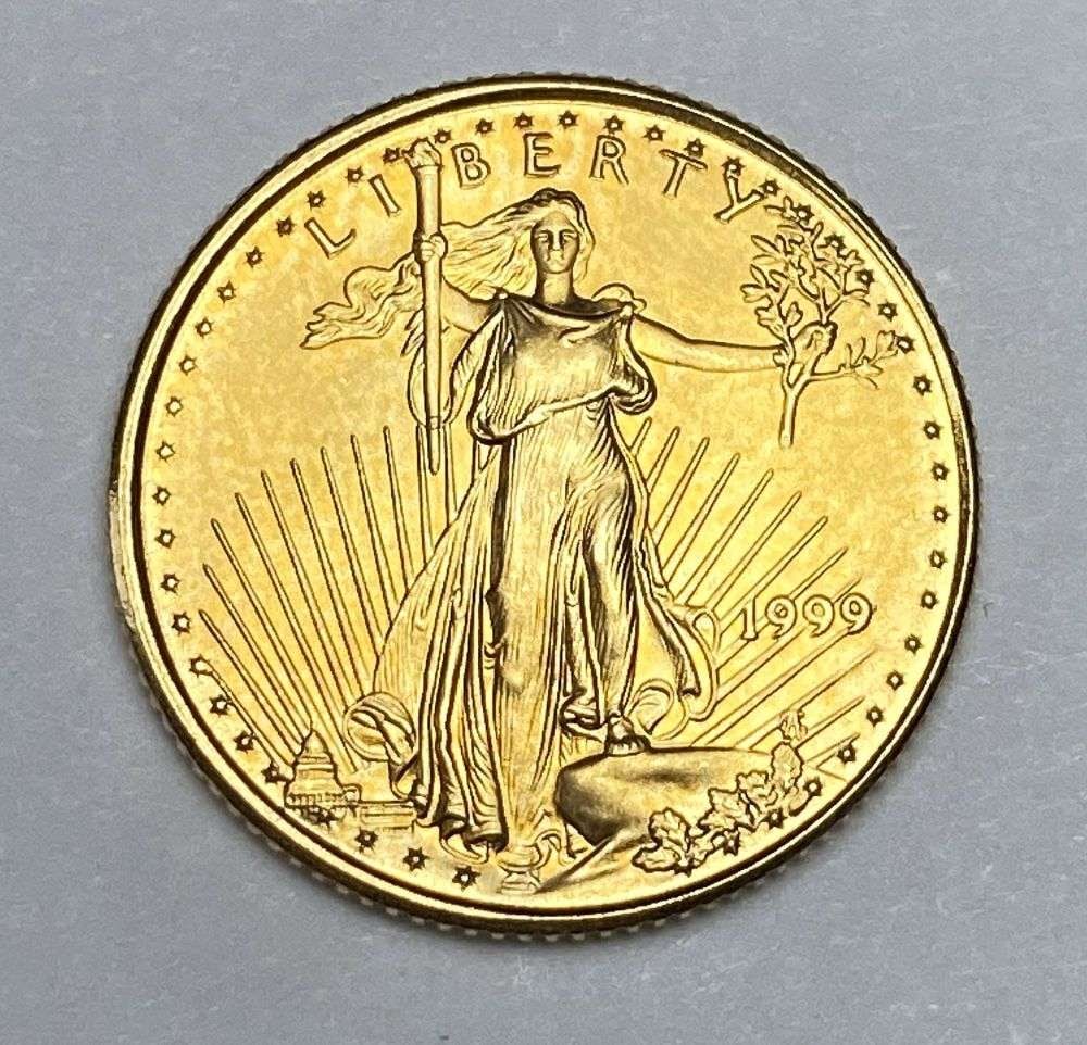 Last Minute! 1999 American $5 Gold Eagle 1/10 ozt: Winner shall receive the exact coin shown here. (RR/B)