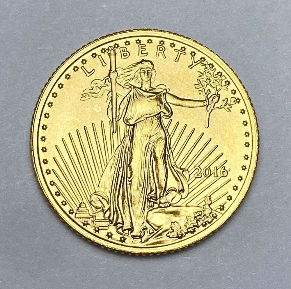 Last Minute! 2016 American $5 Gold Eagle 1/10 ozt: Winner shall receive the exact coin shown here. (RR/B)
