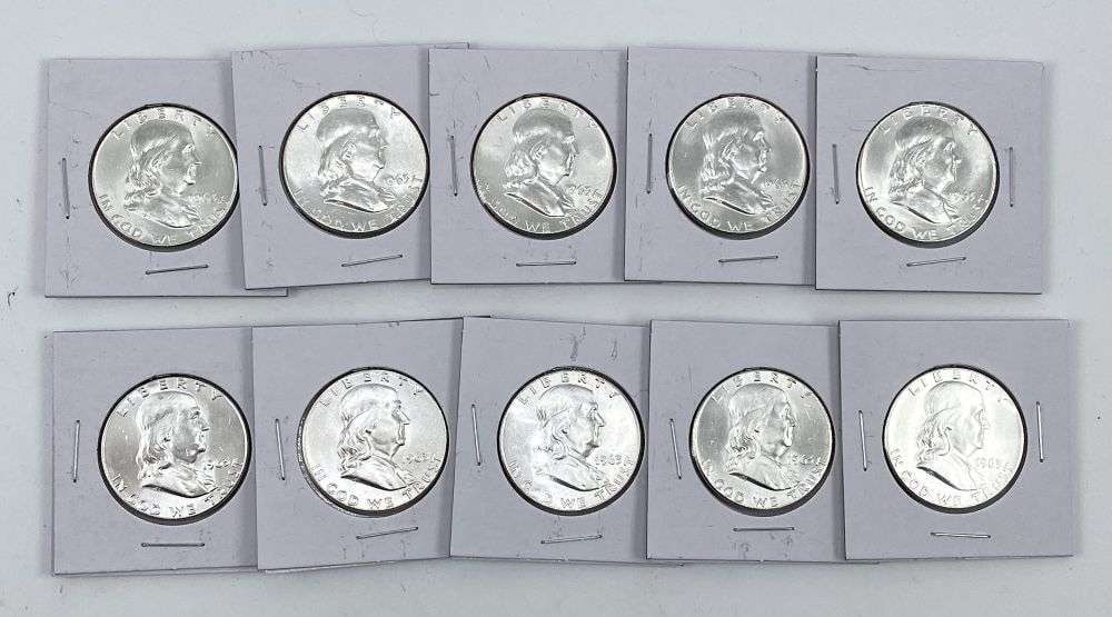 (10) Super Fresh Vintage 1963 Franklin Silver Half Dollars High Grade (1 of 4)