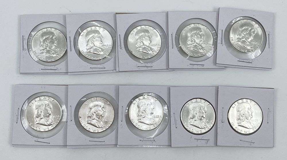 (10) Super Fresh Vintage 1963 Franklin Silver Half Dollars High Grade (1 of 4)