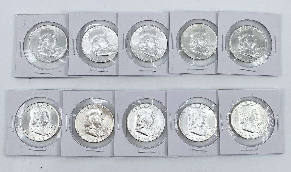 (10) Super Fresh Vintage 1963 Franklin Silver Half Dollars High Grade (1 of 4)