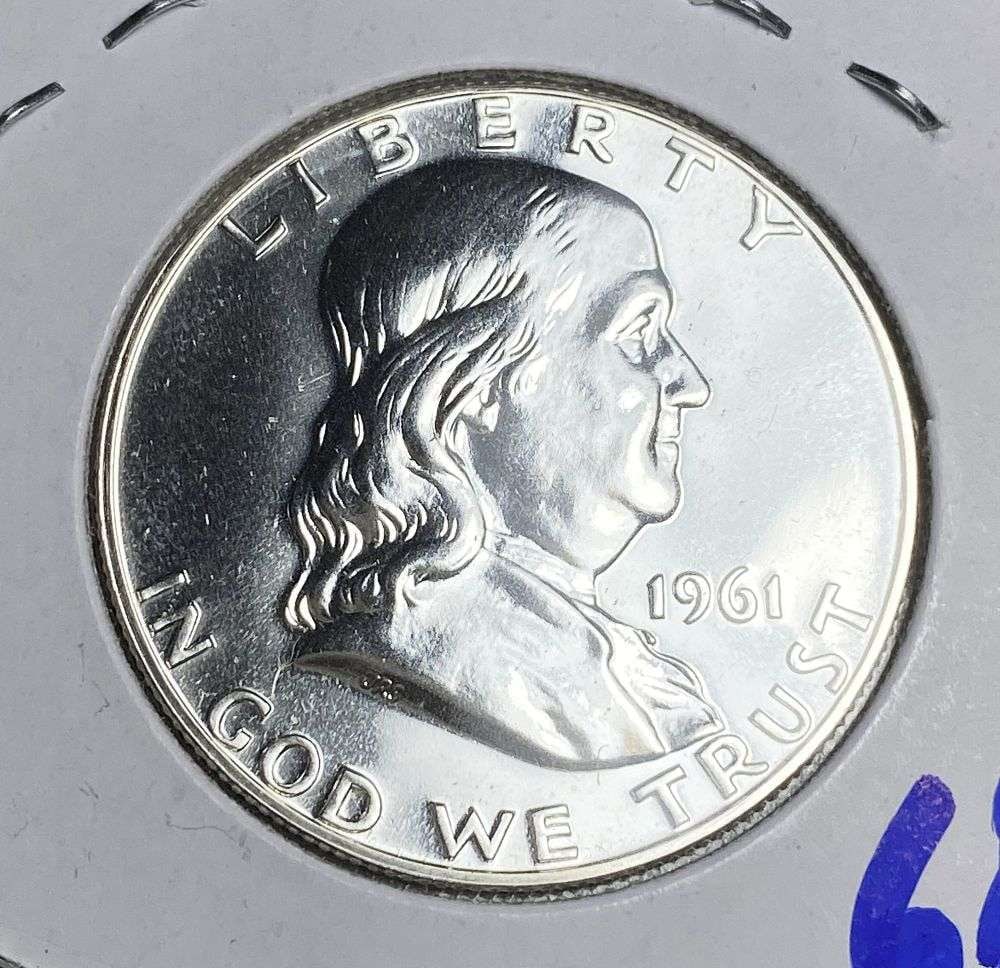 From Old Time Collection Fresh 1961 Franklin Silver Half Dollar PR68: Winner shall receive the exact coin shown here. (RR/B)