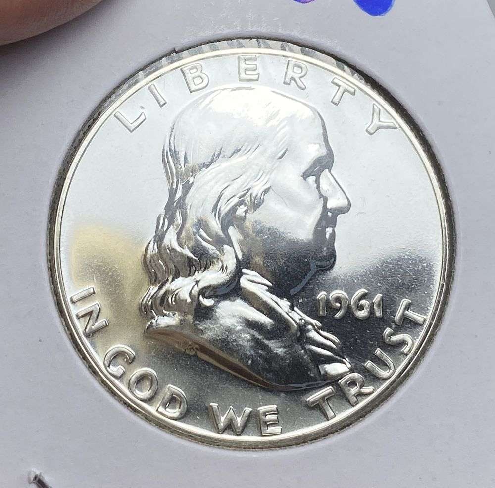 From Old Time Collection Fresh 1961 Franklin Silver Half Dollar PR68: Winner shall receive the exact coin shown here. (RR/B)