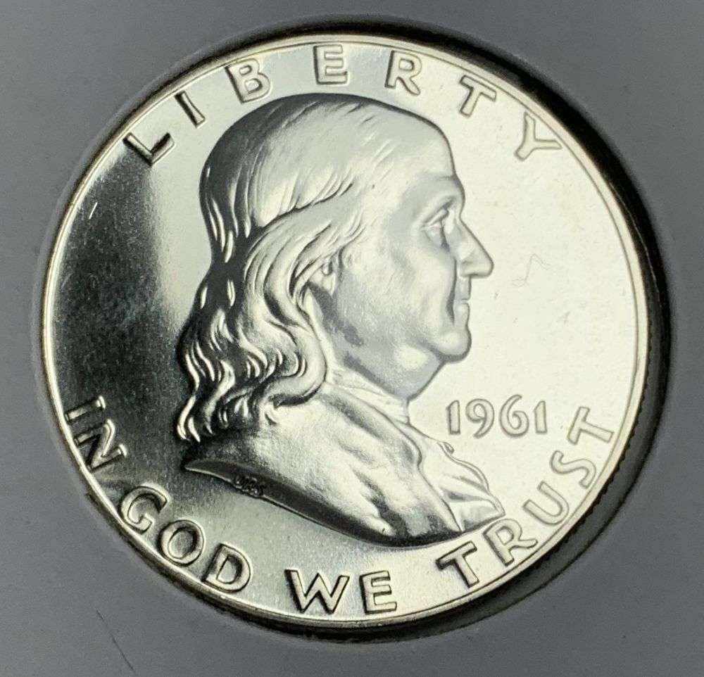 From Old Time Collection Fresh 1961 Franklin Silver Half Dollar PR67: Winner shall receive the exact coin shown here. (MR/B)