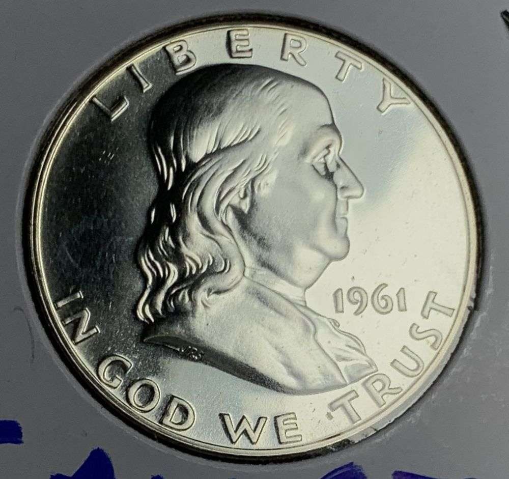 From Old Time Collection Fresh 1961 Franklin Silver Half Dollar PR67 Cameo: Winner shall receive the exact coin shown here. (MR/B)
