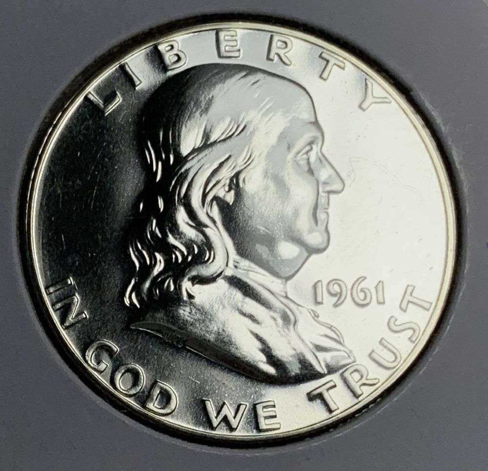 From Old Time Collection Fresh 1961 Franklin Silver Half Dollar PR67: Winner shall receive the exact coin shown here. (MR/B)