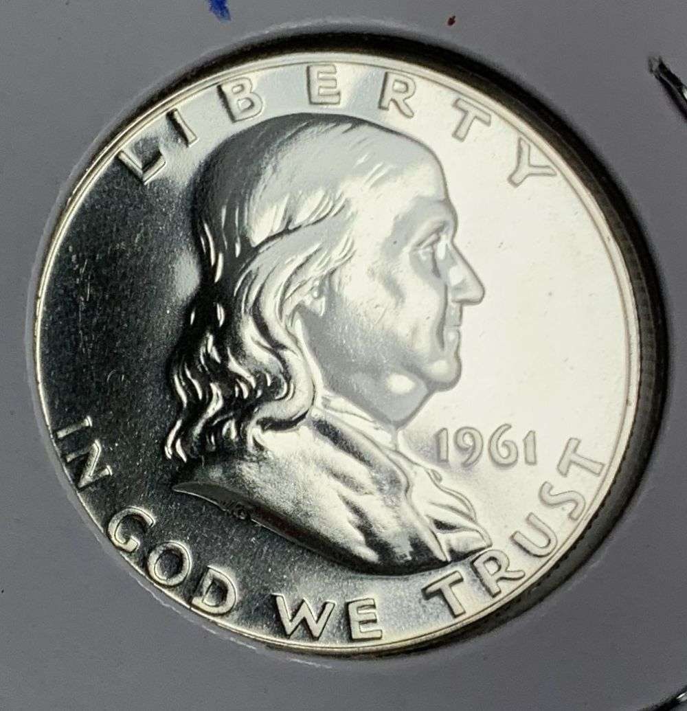 From Old Time Collection Fresh 1961 Franklin Silver Half Dollar PR67: Winner shall receive the exact coin shown here. (MR/B)