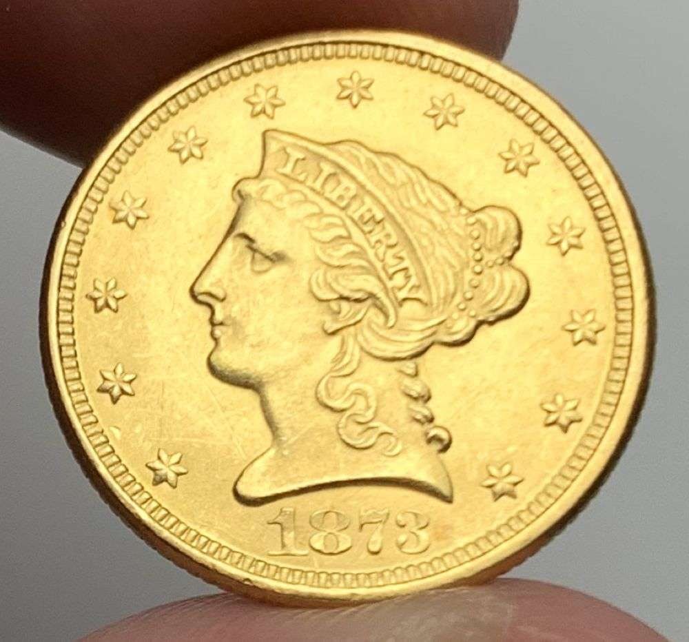 1873 Gold $2.50 Liberty Head MS63 Details: Winner shall receive the exact coin shown here. (MR/OUR)