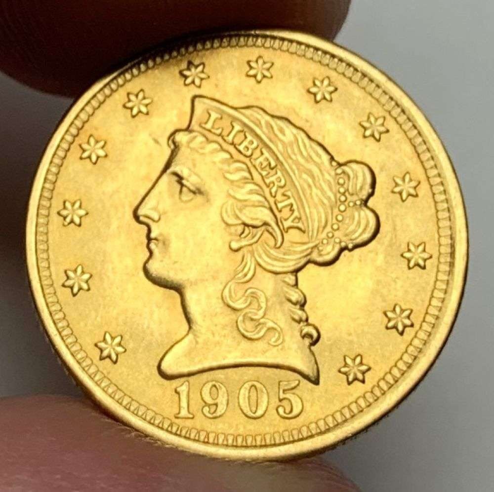 1905 Gold $2.50 Liberty Head MS65: Winner shall receive the exact coin shown here. (MR/OUR)