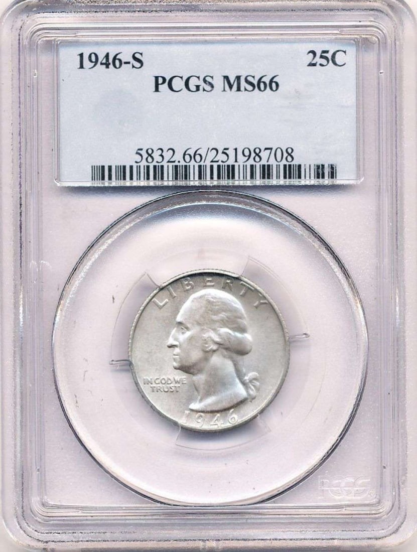 1946-S Washington Silver Quarter PCGS MS66 (1 of 4)