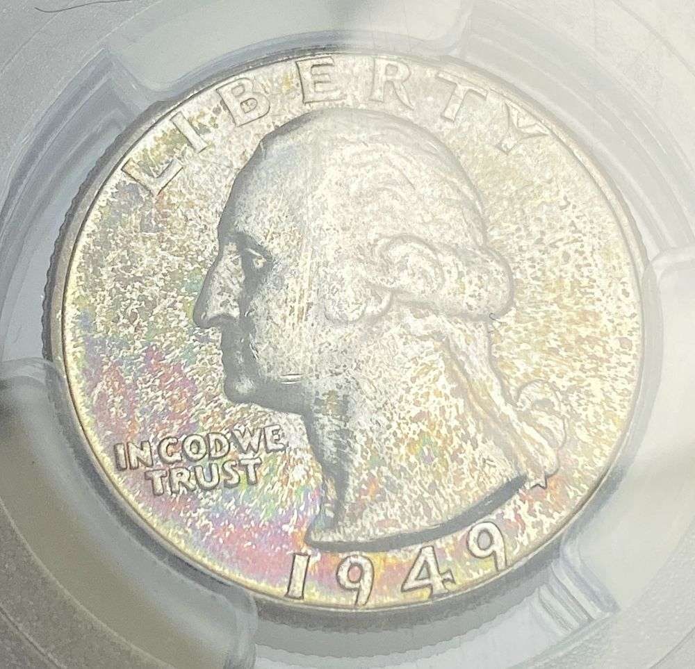 Toned 1949-D Washington Silver Quarter PCGS MS66 (1 of 4)