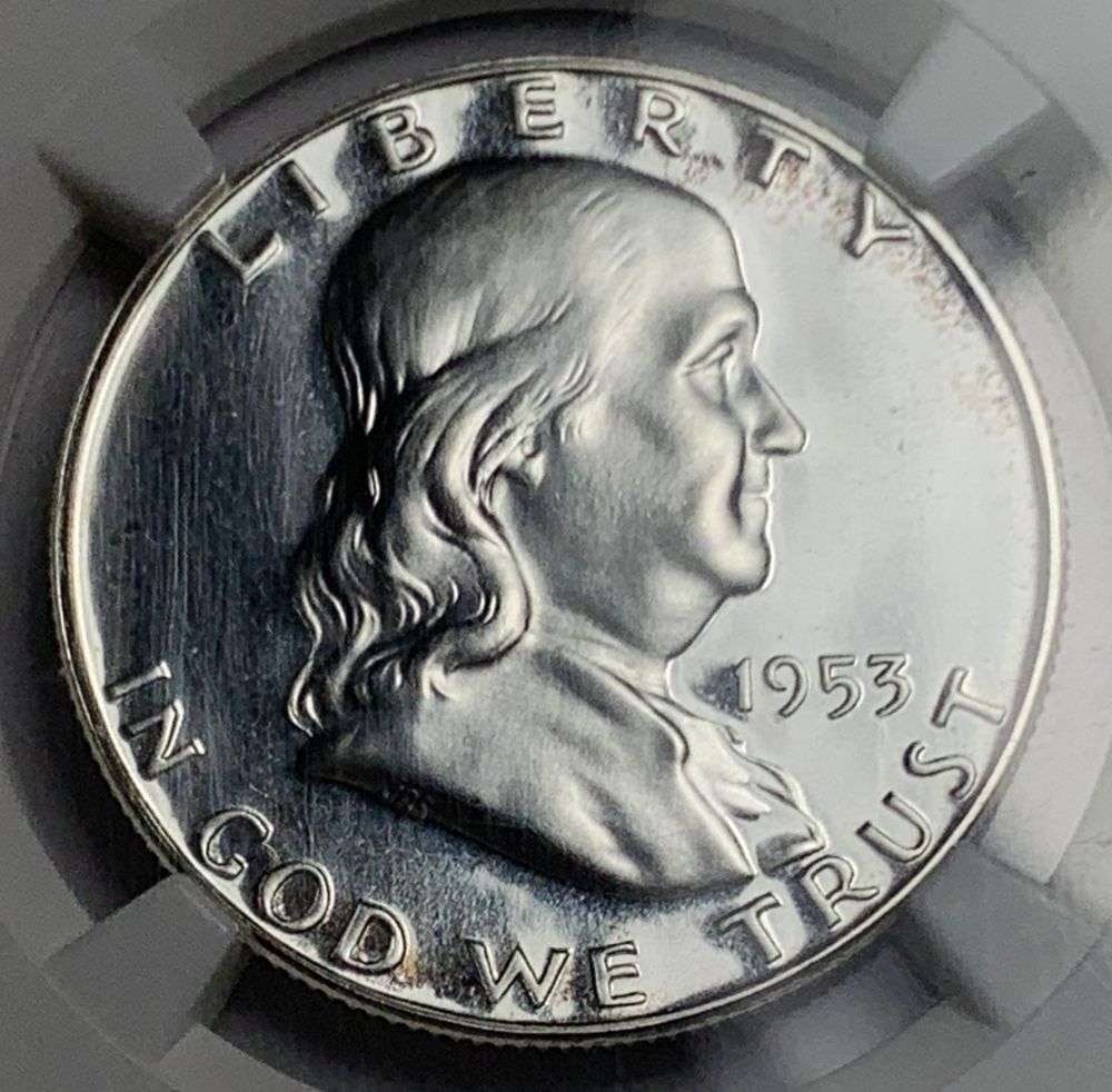 1953 Franklin Silver Half Dollar NGC PF66 Star Cameo CAC: Winner shall receive the exact coin shown here. (MR/TVC=B)