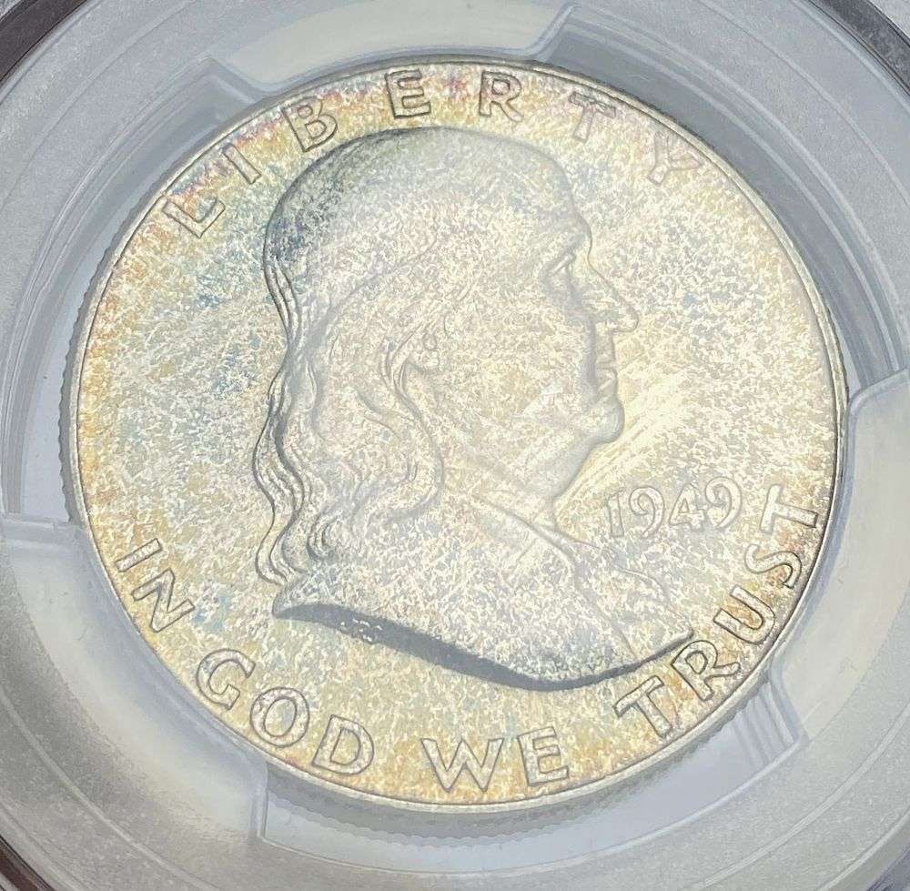 Toned 1949 Franklin Silver Half Dollar PCGS MS65 FBL (1 of 5)