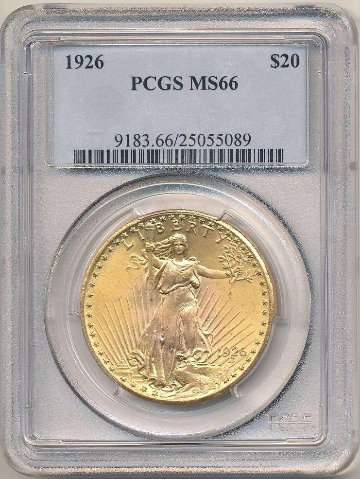 1926 Gold $20 Saint Gaudens PCGS MS66: We are proud to offer a deal that has been put away for a generation. Winner shall receive the exact coin shown here. (RR/SOMP=5K)