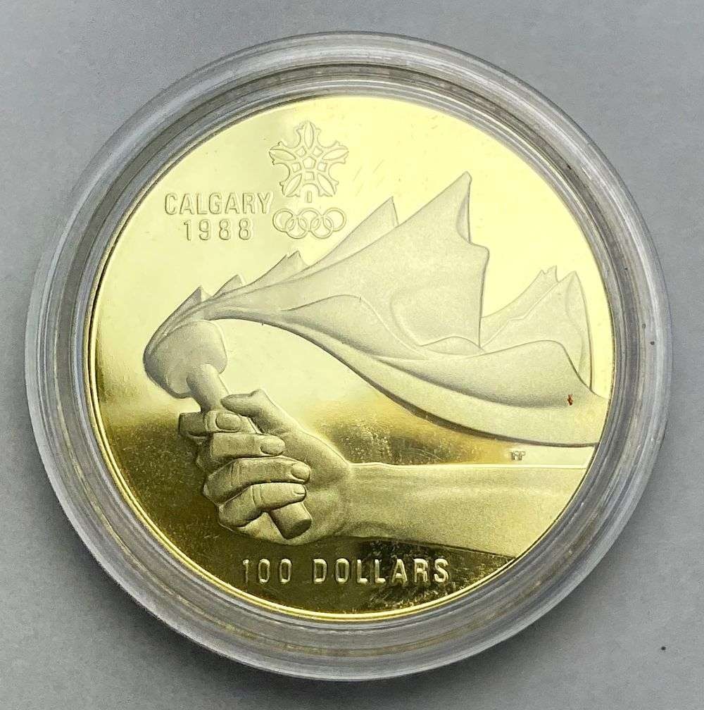Last Minute Specialty Gold! 1987 Canada $100 Calgary Olympics 1/4 oz Proof Gold Commemorative OGP (1 of 4)