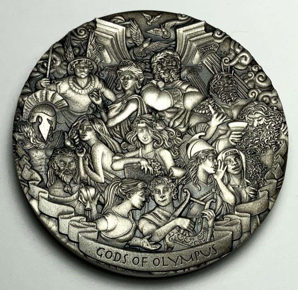 Rare Silver! 2017 Cook Islands $5 Gods Of Olympus 5 ozt .999 Silver High Relief (1 of 6)