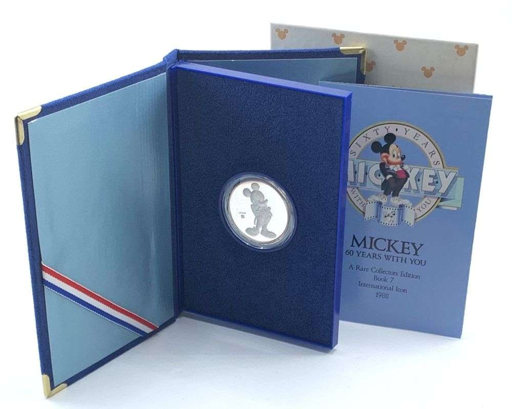 Rare Silver! 1988 Disney "Sixty Years With You" Proof 1 ozt .999 Silver: Winner shall receive the exact coin shown here. (MR/RB)