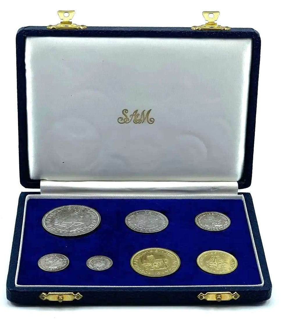 Rare 1961 South Africa "Unity Is Strength" Silver & Brass Set (7-coins): Winner shall receive the exact set (7-coins) shown here. (MR/UB)