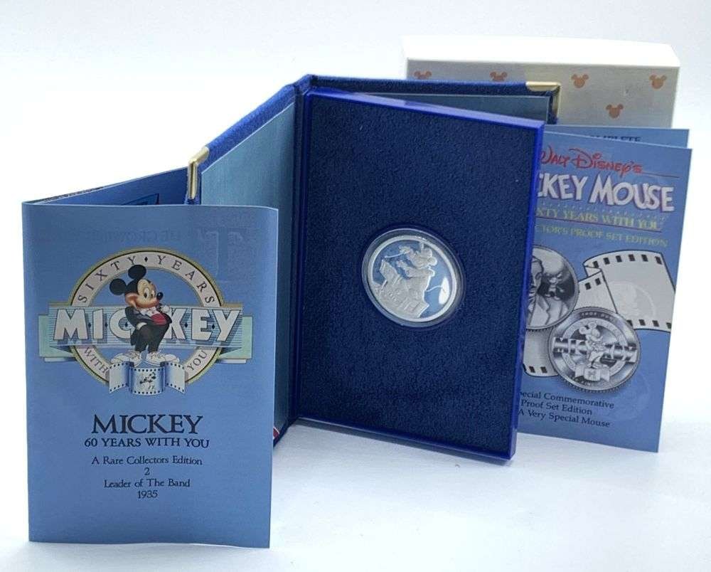 Rare Silver! 1988 Disney "Sixty Years With You" Proof 1 ozt .999 Silver: Winner shall receive the exact coin shown here. (MR/RB)