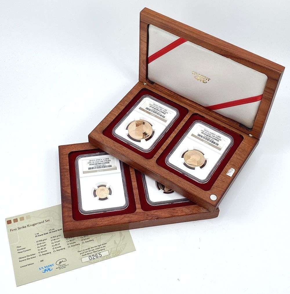 Rare 2010 South Africa Krugerrand Gold 1.85 ozt NGC PF69 UC One of First 300 Struck Set (4-coins): This is set #265 out of 300 minted! Winner shall receive the exact set (4-coins) shown here. (RR/IBBB)