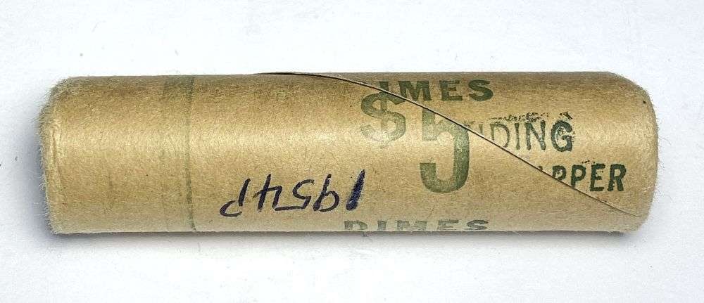 Vintage Bank Wrapped Roll (50-coins) BU 1954-P Roosevelt Silver Dime (1 of 3)