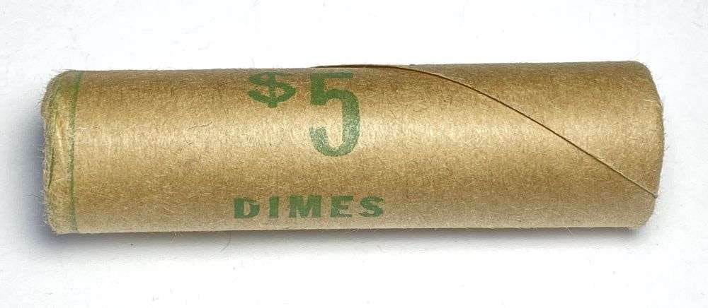 Vintage Bank Wrapped Roll (50-coins) BU 1959-P Roosevelt Silver Dime: If you were lucky enough to find one of these coins in this exact roll shown here and it went MS67+ full torch, it would be worth $1,100 according to the PCGS priceguide on June 12th, 2026. Winner