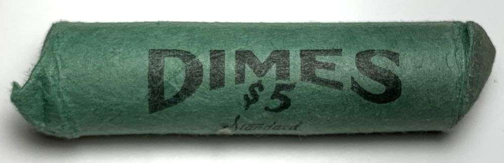 Vintage Bank Wrapped Roll (50-coins) BU 1957-P Roosevelt Silver Dime (1 of 3)