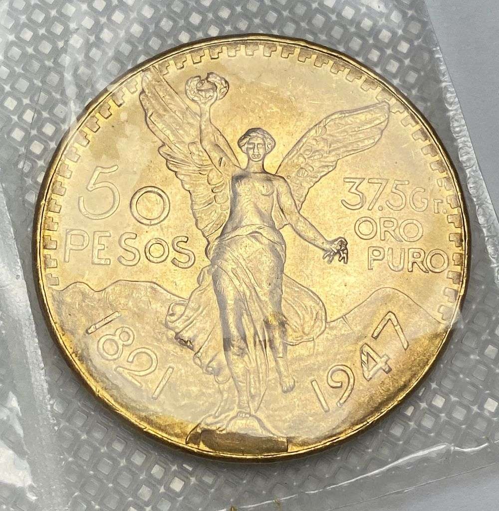 Last Minute! 1947 Mexico Gold 50 Pesos 1.205 ozt AGW (1 of 2)