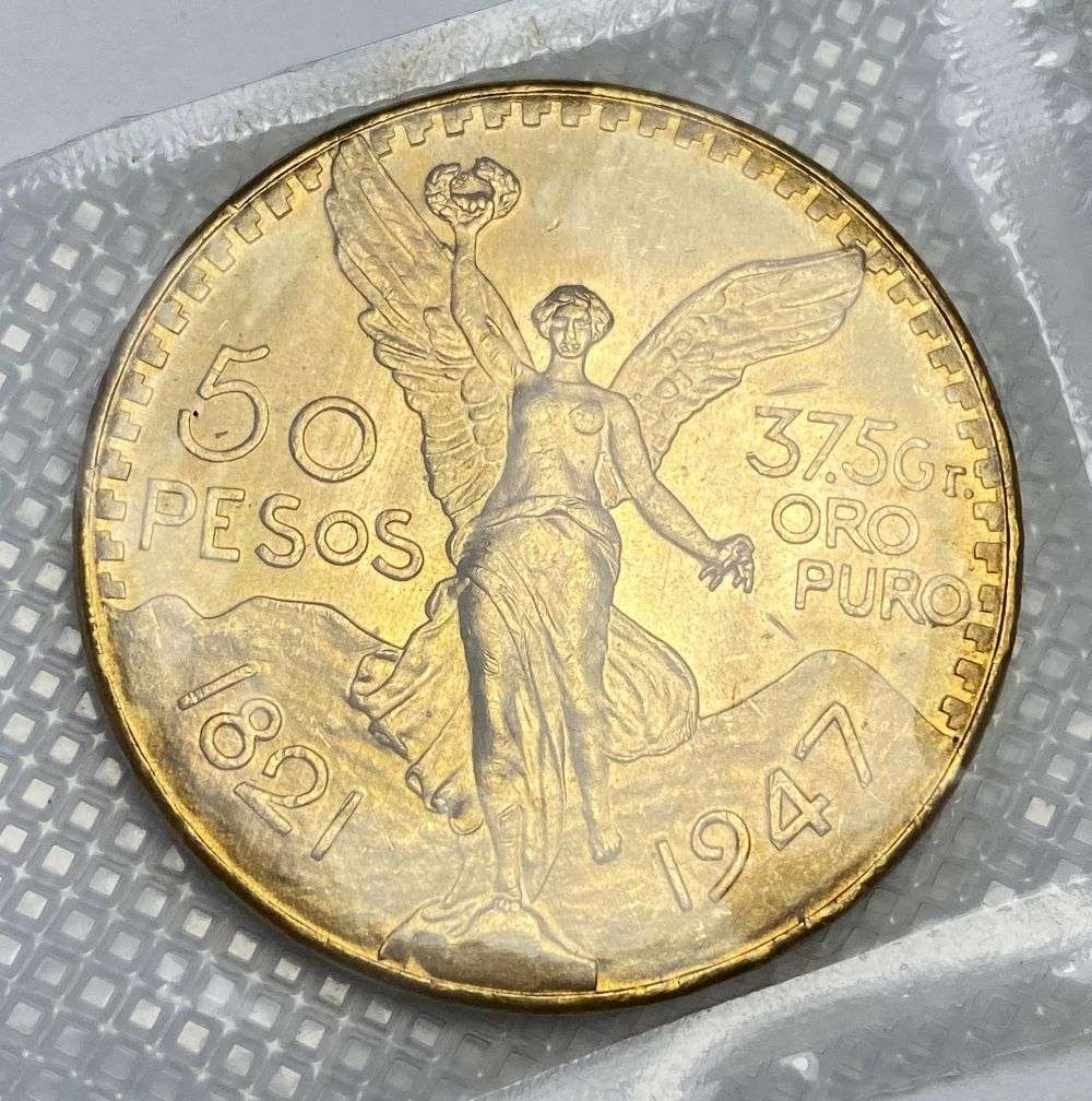 Last Minute! 1947 Mexico Gold 50 Pesos 1.205 ozt AGW (1 of 2)