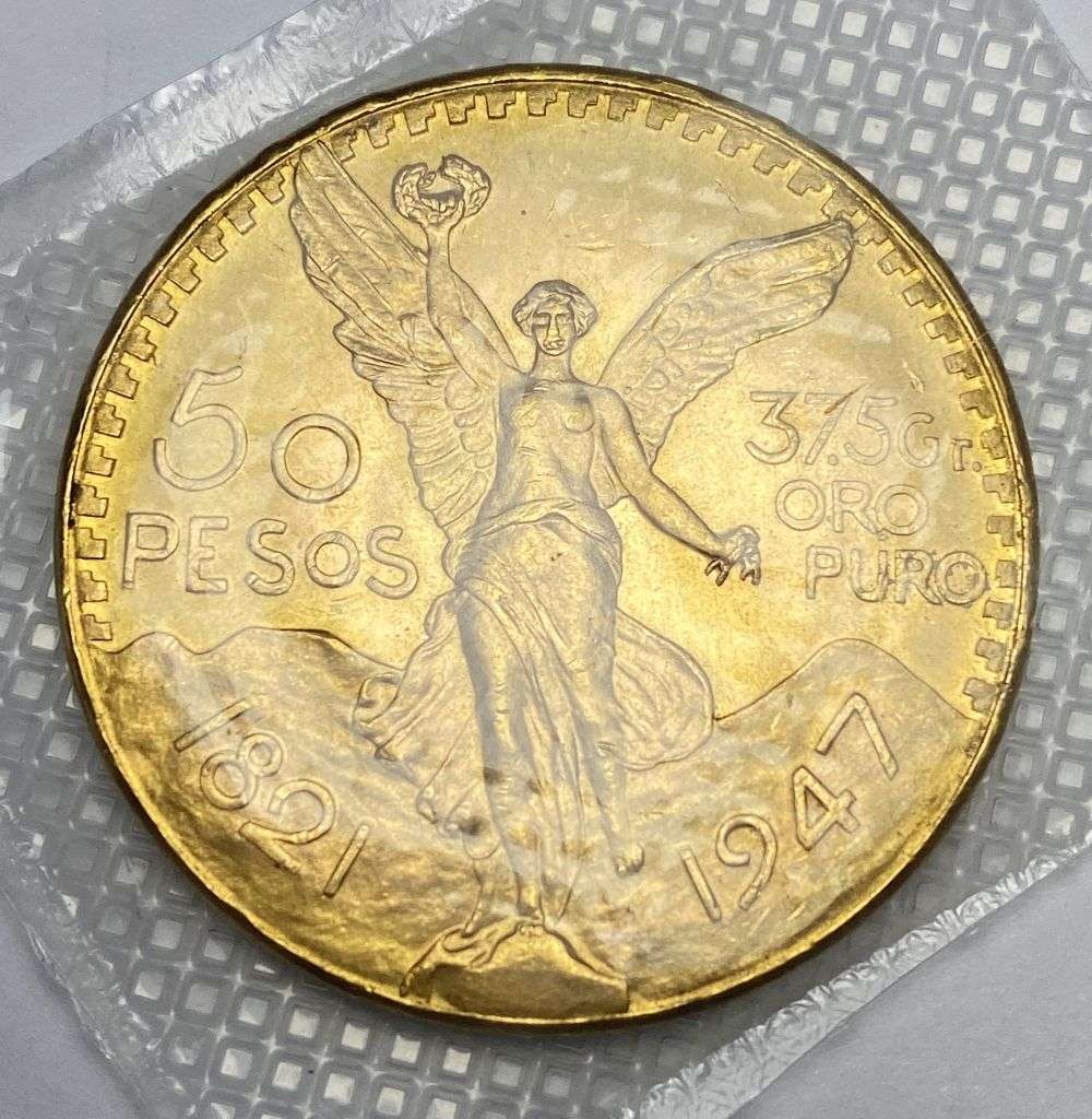 Last Minute! 1947 Mexico Gold 50 Pesos 1.205 ozt AGW (1 of 2)