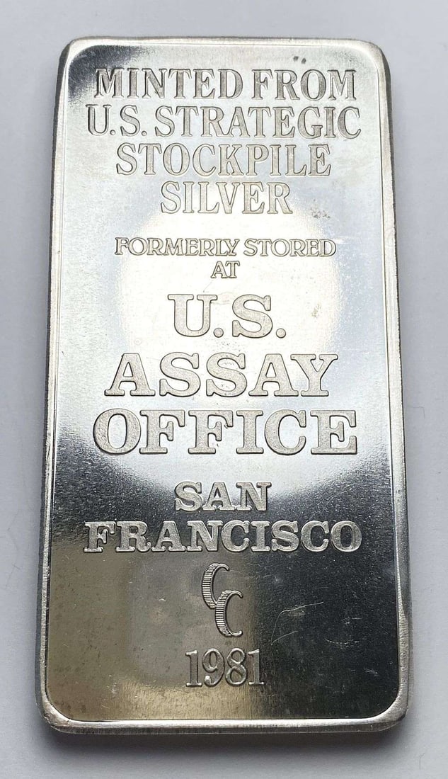 1981-CC U.S. Assay Office San Francisco 10 ozt .999 Silver Bar: Winner shall receive the exact bar shown here. (RR)